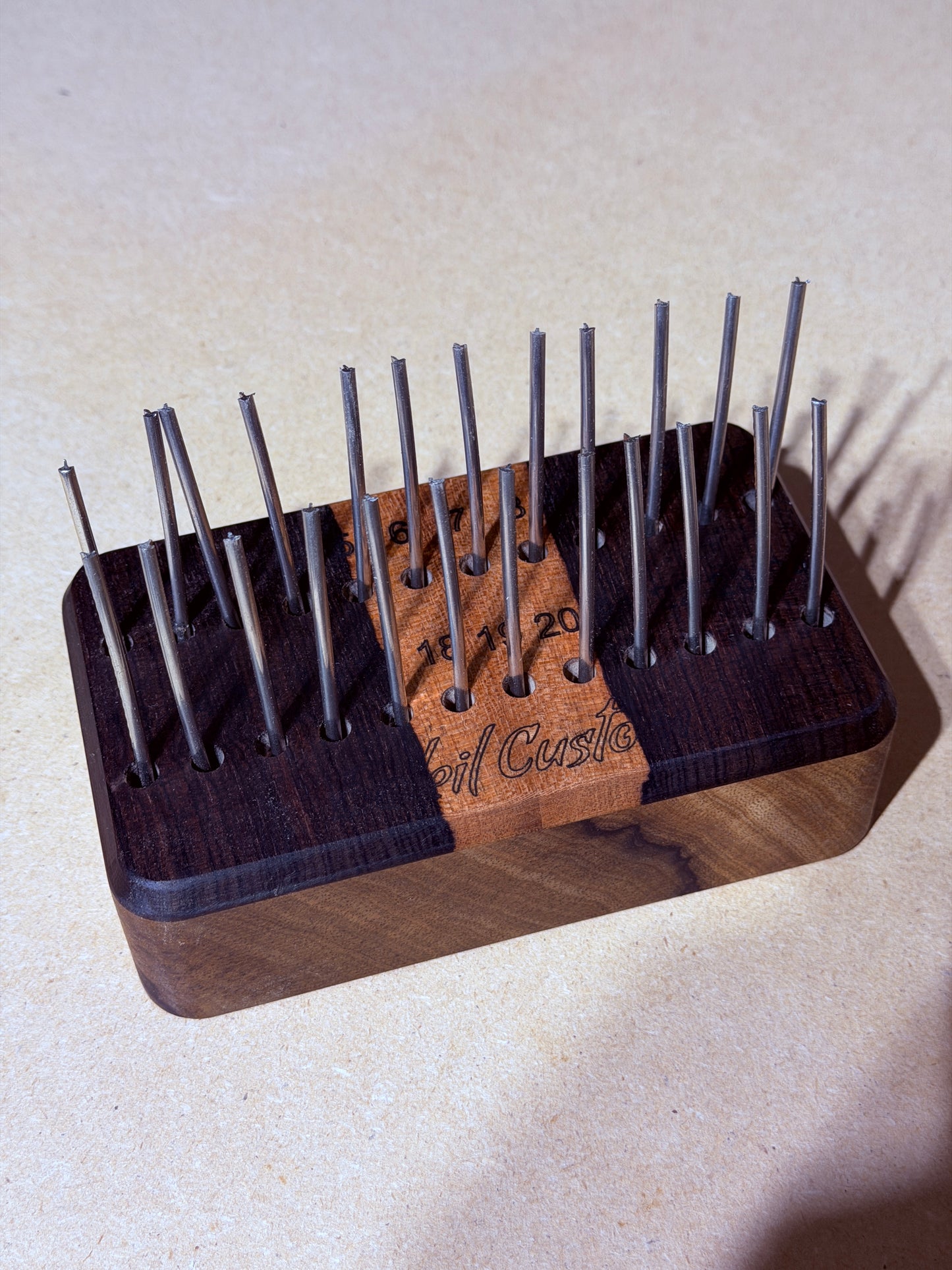 Fret Holder / Caddy - Ziricote & Quilted Black Limba