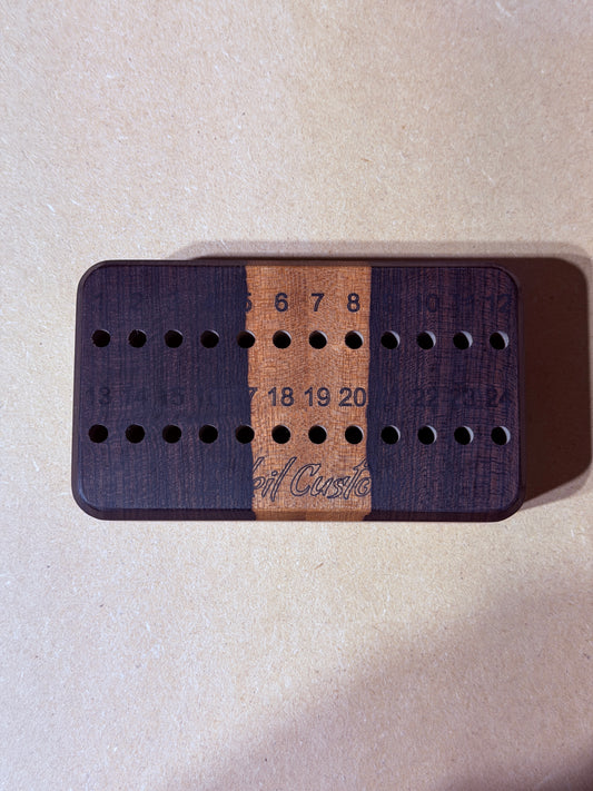 Fret Holder / Caddy - Ziricote & Quilted Black Limba